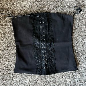 Black corset zip up tube top